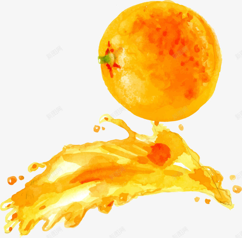 鲜榨果汁橙色橙汁png免抠素材_新图网 https://ixintu.com 手绘 果汁 橙子 橙色橙汁 水彩 鲜榨果汁