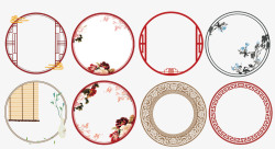 中式春节纹理边框圆形花边中国风边框矢量图高清图片
