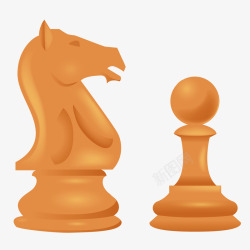 黄色木质国际象棋矢量图素材