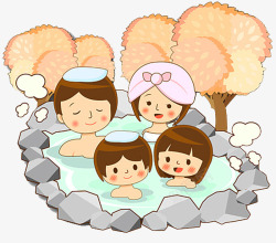 温泉泡澡日本温泉旅游卡通海报高清图片