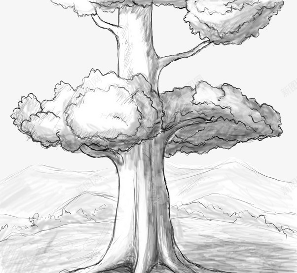 手绘的大树png免抠素材_新图网 https://ixintu.com 大树 手绘 苍天大树 高大 黑白