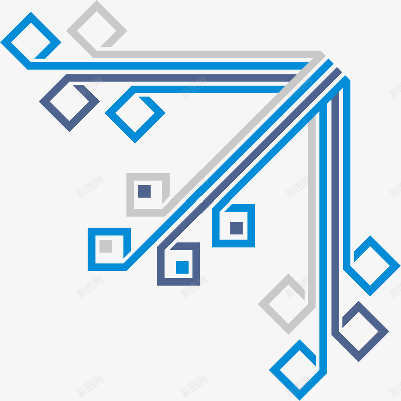 科技装饰png免抠素材_新图网 https://ixintu.com 名片装饰素材 方块 蓝色 边角装饰