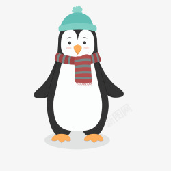 戴帽子围巾的企鹅素材