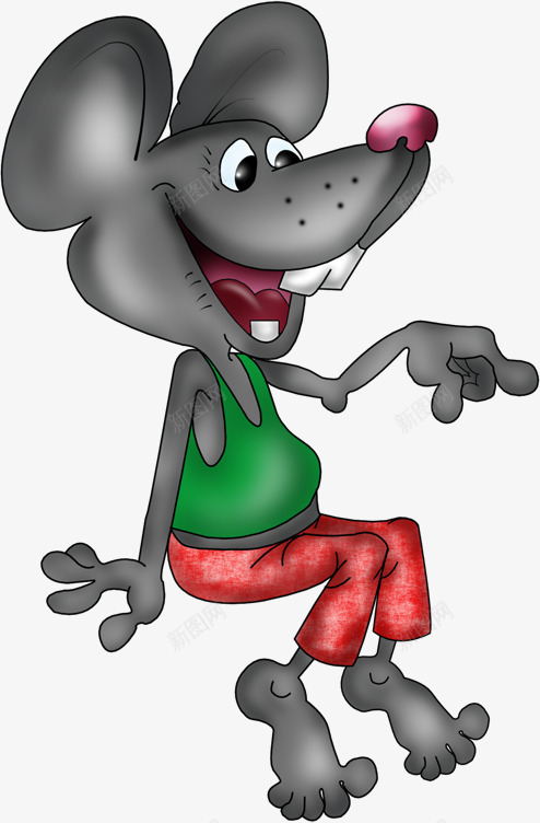 卡通老鼠png免抠素材_新图网 https://ixintu.com Q版灰色的老鼠 可爱的老鼠 手绘灰色的老鼠 穿红裤的老鼠