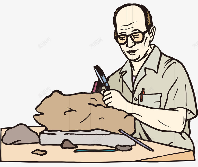 卡通手绘戴眼镜雕刻男人png免抠素材_新图网 https://ixintu.com 卡通的人物 戴眼镜的男人