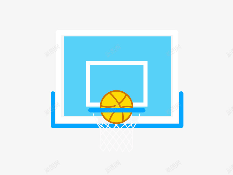 手绘篮球元素png免抠素材_新图网 https://ixintu.com 体育运动 篮球 篮球架 蓝色
