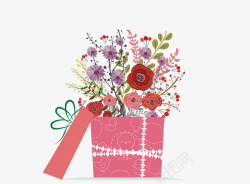 母亲节粉色清新鲜花礼盒素材