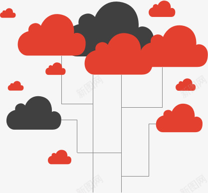 云朵形状png免抠素材_新图网 https://ixintu.com PPT元素 云朵 信息 分类 商业 科技 红色 线条