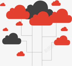 红色PPT信息轮轴云朵形状高清图片