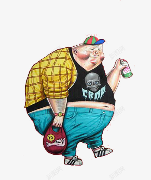 肥胖喷漆男人png免抠素材_新图网 https://ixintu.com 卡通 喷漆 男人 肥胖