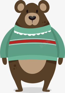 冬天大熊穿绿毛衣的冬天大熊矢量图高清图片