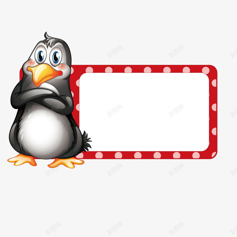 红色矩形边框png免抠素材_新图网 https://ixintu.com 企鹅 动物 卡通 点状 矩形 红色 边框 黑色