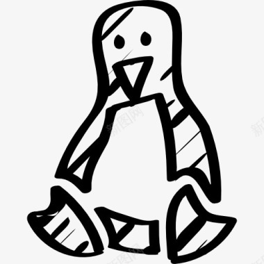 Linux的企鹅标志的轮廓勾勒图标图标