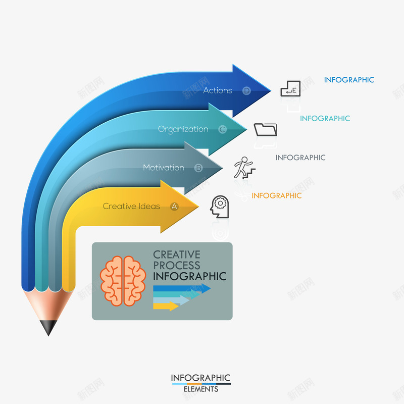 彩色箭头表矢量图图标ai_新图网 https://ixintu.com 3D图表 ppt图表 信息图表 商务金融 图形 图标 彩色立体箭头 现代商务 立体图表 网页图表 铅笔 矢量图