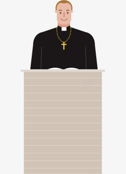 教堂插图卡通微笑的牧师高清图片