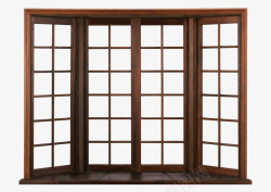 户外墙砖木质窗户实物高清图片