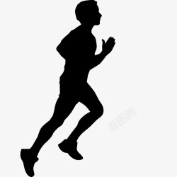 黑色剪影跑步男人图标高清图片