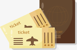 旅游出行机票护照矢量图素材