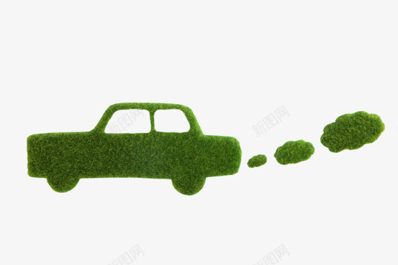 绿草组成的汽车污染创意标识图标图标
