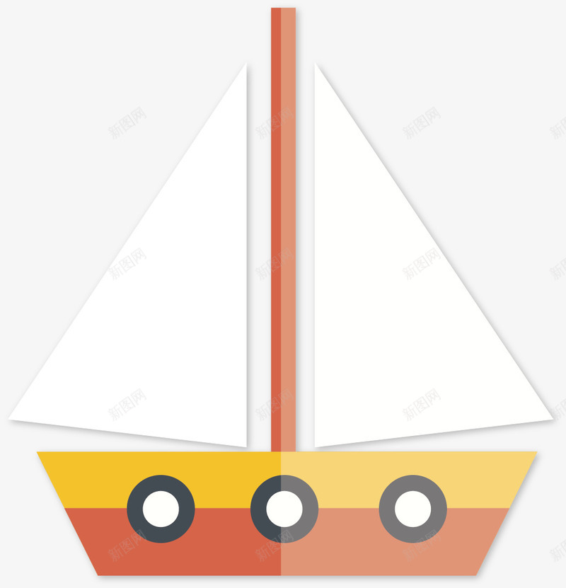 帆船模型矢量图ai免抠素材_新图网 https://ixintu.com 海洋 红色 航行 船 矢量图