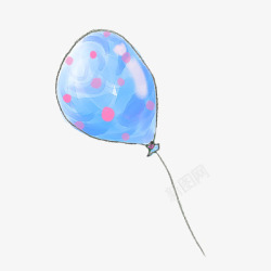 蓝色波点气球手绘卡通漂浮图素材
