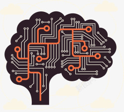 人类与科技人类大脑网络结构矢量图高清图片