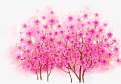 手绘浪漫粉色大树素材