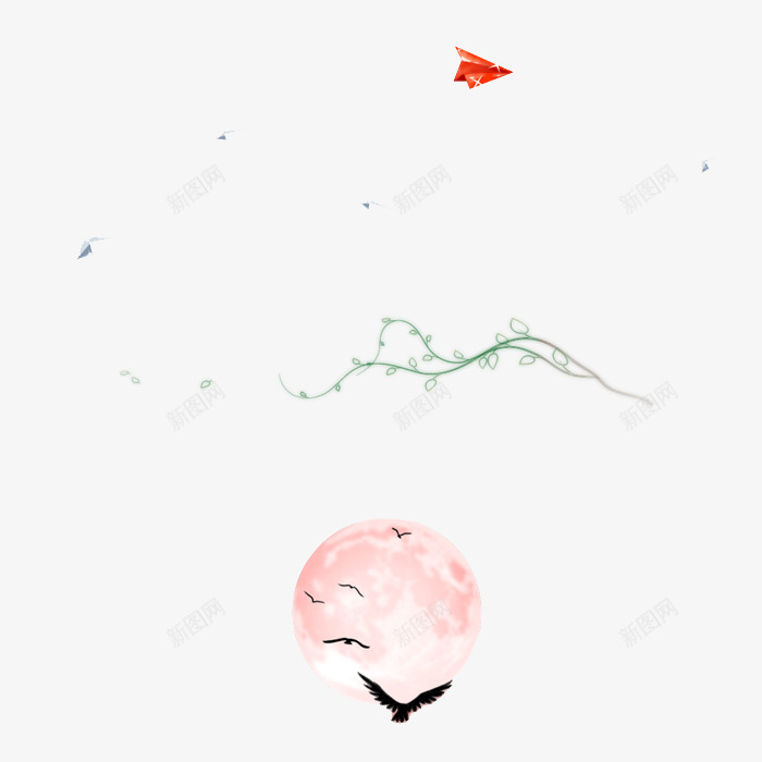 漂浮物png免抠素材_新图网 https://ixintu.com 夜晚 梦幻 漂浮物 花瓣 蔓藤