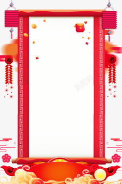 春节抢红包红红的门廊高清图片
