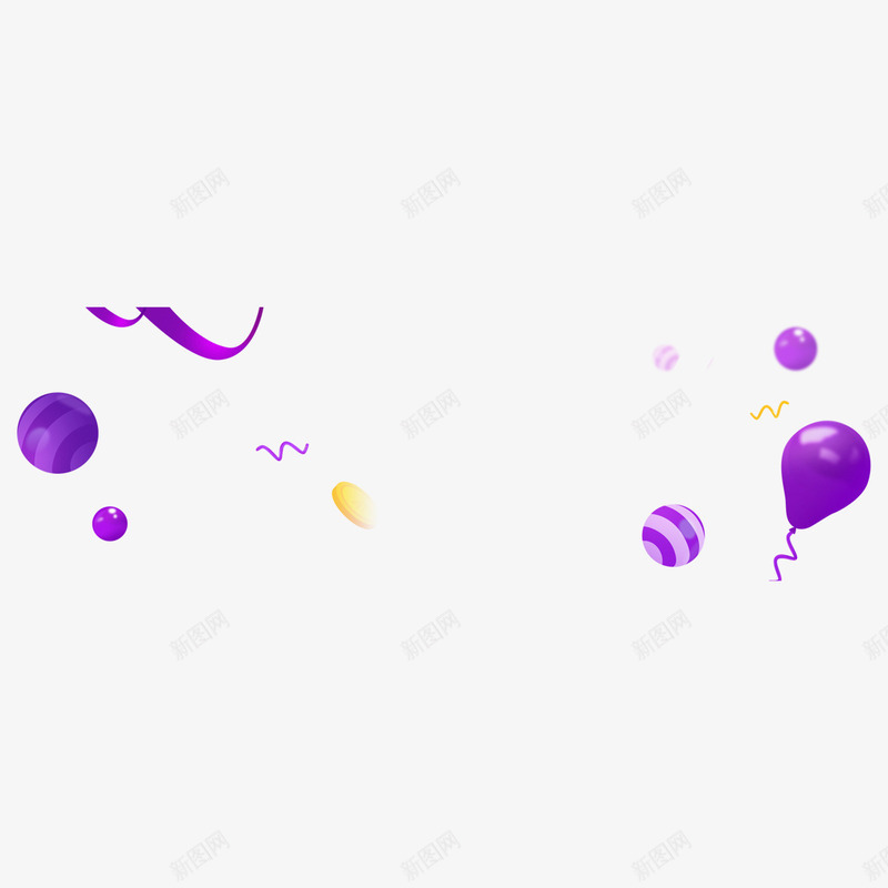 紫色漂浮气球psd免抠素材_新图网 https://ixintu.com 光泽 气球 活动 漂浮 电商 立体 紫色 质感 高光
