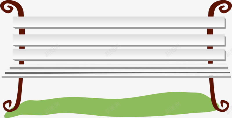 手绘长椅png免抠素材_新图网 https://ixintu.com AI 卡通 座椅 手绘 椅子 白色 线条 绿草 长椅