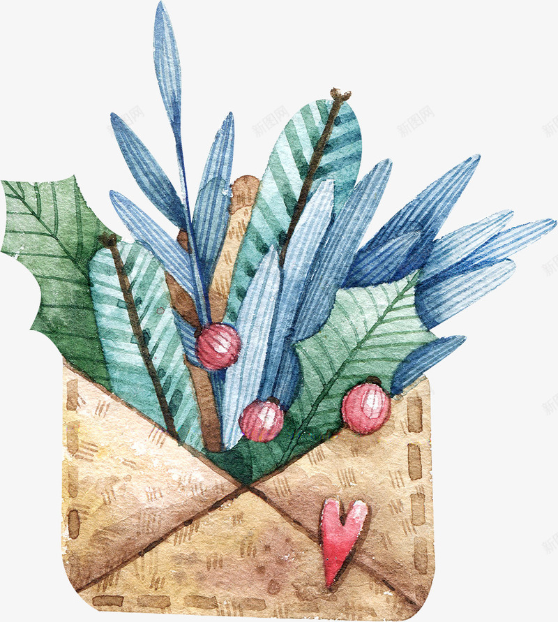 手绘创意植物信封海拔png免抠素材_新图网 https://ixintu.com 创意图 可爱 彩色图 手绘图 植物信封 简单的