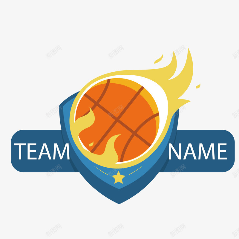 卡通篮球标签png免抠素材_新图网 https://ixintu.com 火 篮球 篮球标签 背景装饰 蓝色标签