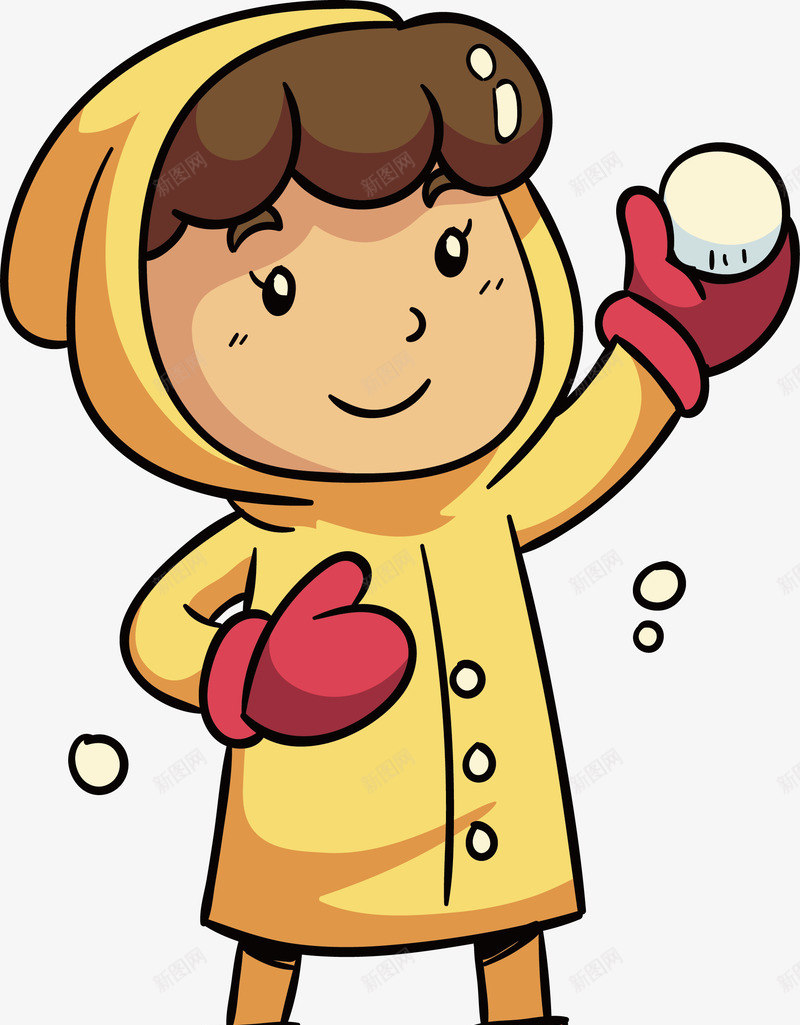 投掷雪球的孩子png免抠素材_新图网 https://ixintu.com 平安夜 打雪仗 扔雪球 暖冬 矢量png 黄色衣服