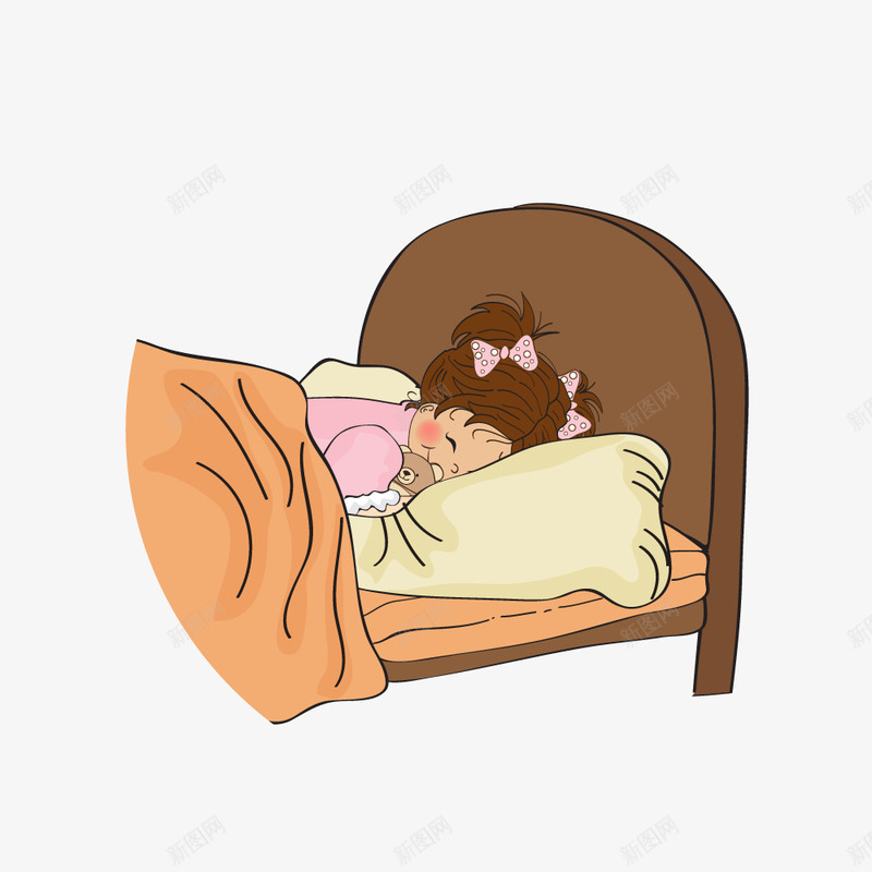 睡觉的女孩png免抠素材_新图网 https://ixintu.com 冬日睡懒觉 卡通人物 卡通女孩 在床上睡觉 懒虫 睡觉的女孩