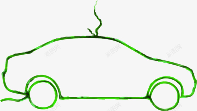 手绘绿色环保汽车图标图标