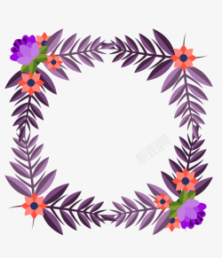 紫色手绘花环素材