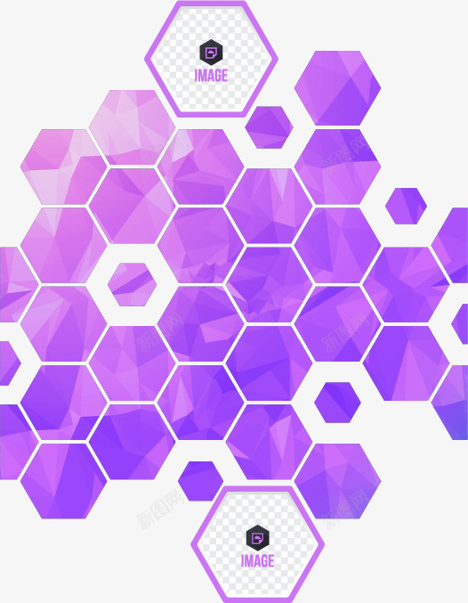 紫色大气六边形海报png免抠素材_新图网 https://ixintu.com 六角形科技 六边形 大气 海报素材 科技感 紫色