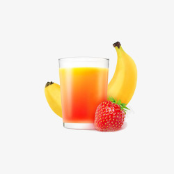 渐变夏季新鲜水果汁香蕉草莓夏季新鲜水果汁高清图片