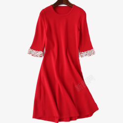 秋冬小礼服修身显瘦针织a字红裙高清图片