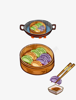 卡通手绘版水饺素材