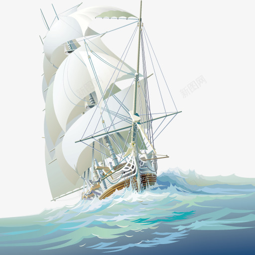 帆船海洋手绘png免抠素材_新图网 https://ixintu.com 帆船 手绘 海洋