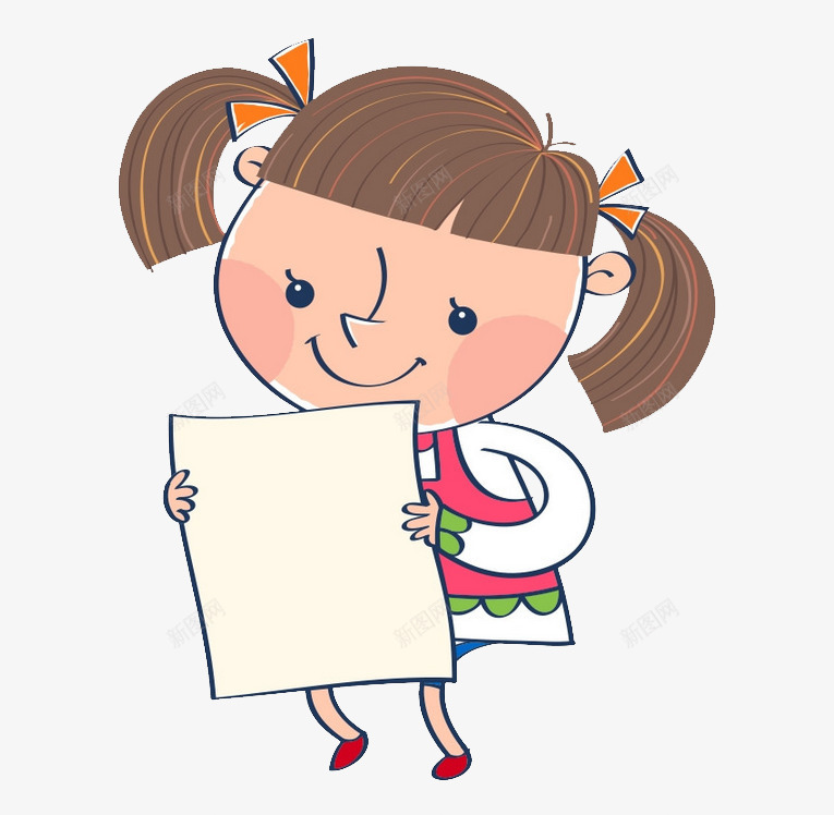 拿着纸张的女孩png免抠素材_新图网 https://ixintu.com 儿童 儿童节 六一 卡通儿童 卡通女孩 女孩 纸张