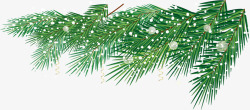 白雪雪子圣诞节绿色松叶装饰高清图片