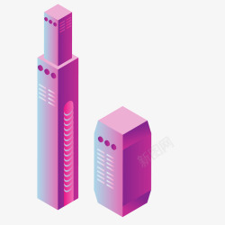 25D粉色科技大楼图矢量图素材