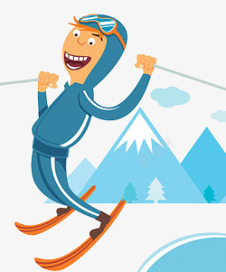矢量冬天来了冬季旅游滑雪卡通海报高清图片