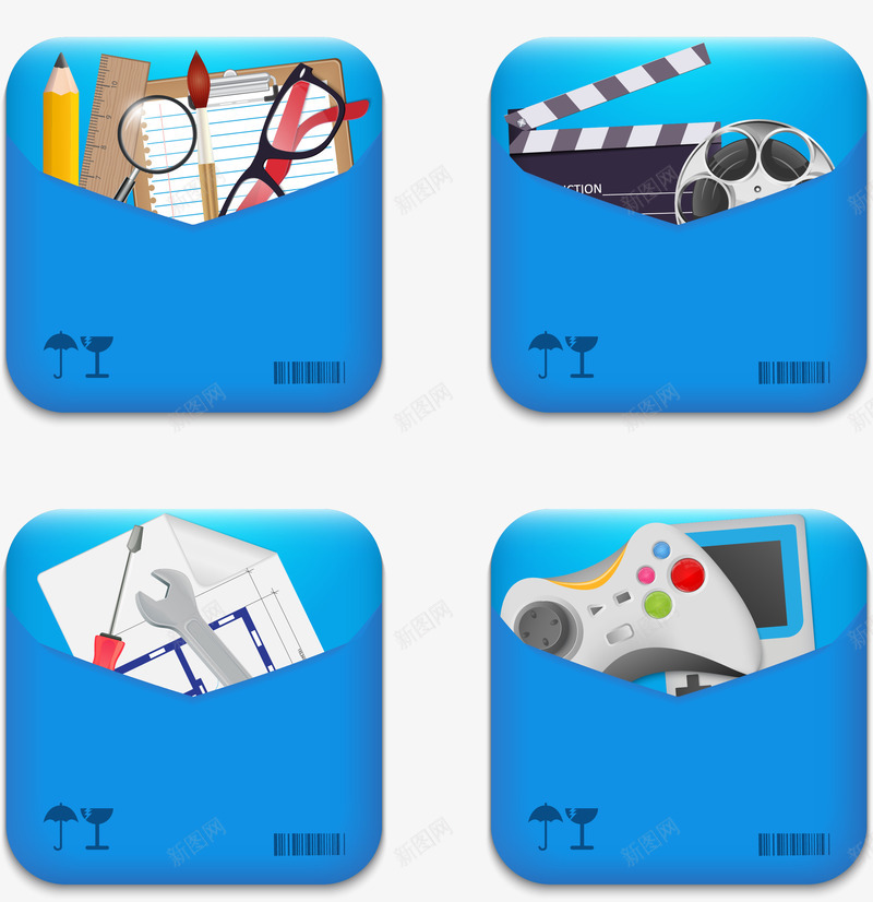 工具png免抠素材_新图网 https://ixintu.com 工具 放大镜 游戏手柄 眼镜 纸张