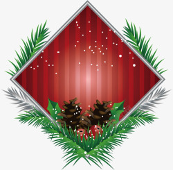 红色菱形圣诞标题框素材