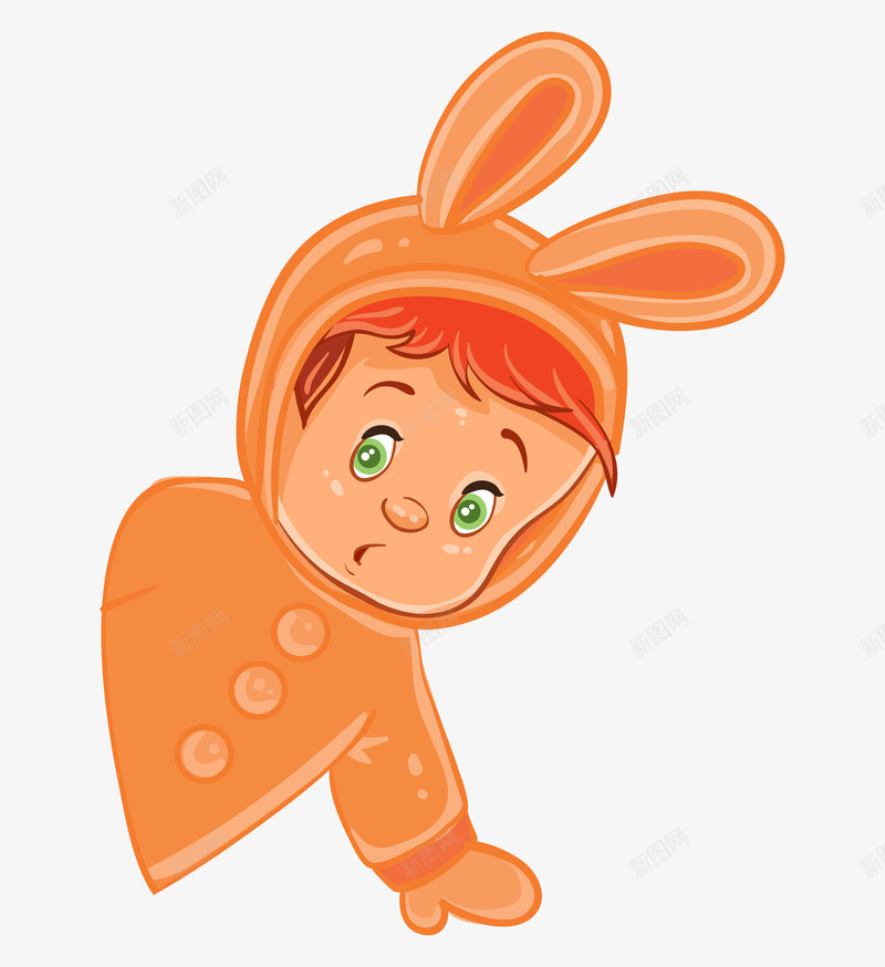 婴幼儿服饰png免抠素材_新图网 https://ixintu.com 卡通手绘 婴幼儿 带帽的 手套 扣子 服饰用品 橘色