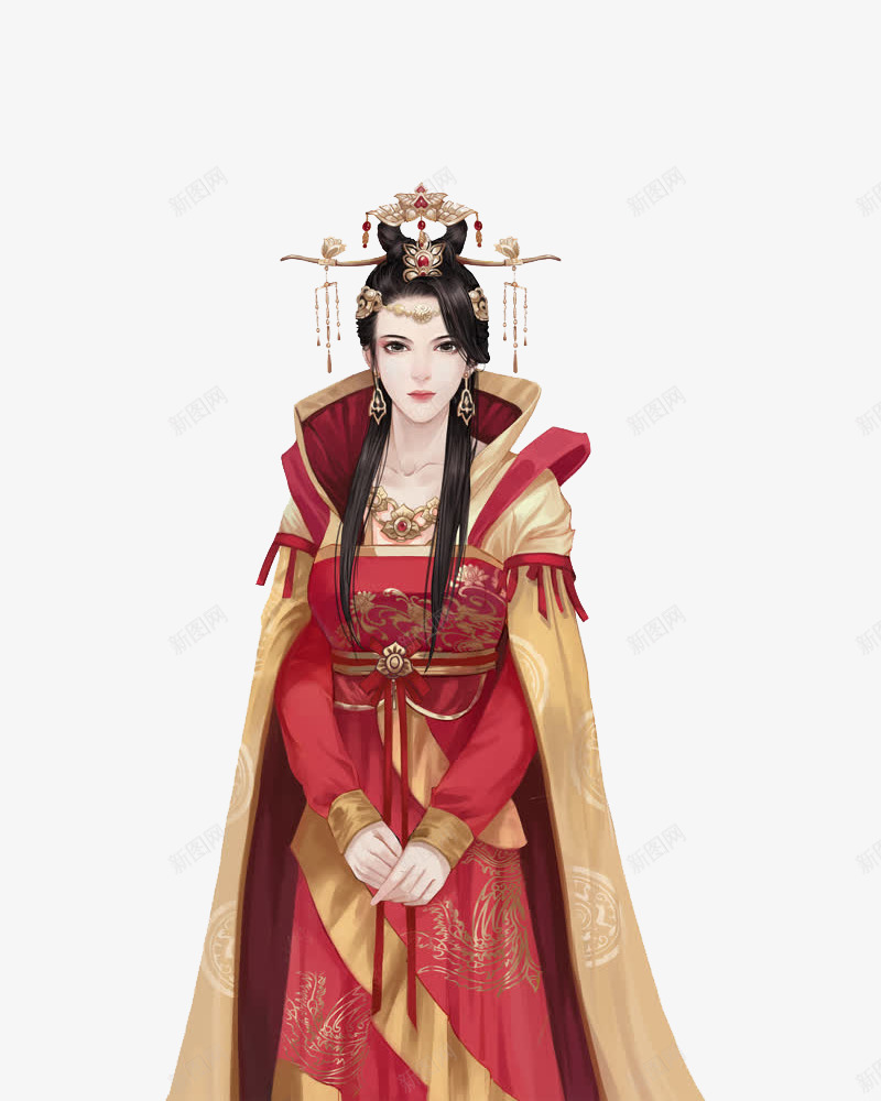 红衣战袍女子png免抠素材_新图网 https://ixintu.com 中国风 古代 古典 古装 女 手绘 插画 美女